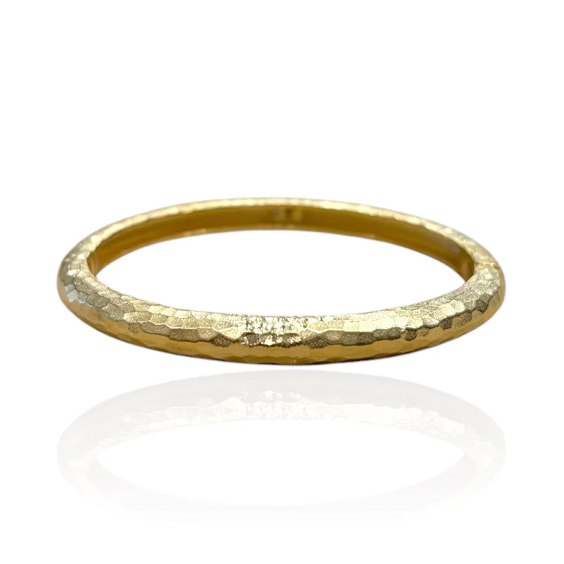 women’s simple bangles-GOLD RIVA HAMMERED BANGLE