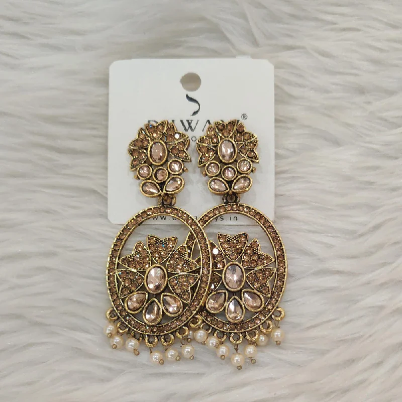 women’s vintage earrings-Dhwani Gold Plated Austrian Stone Dangler Earrings