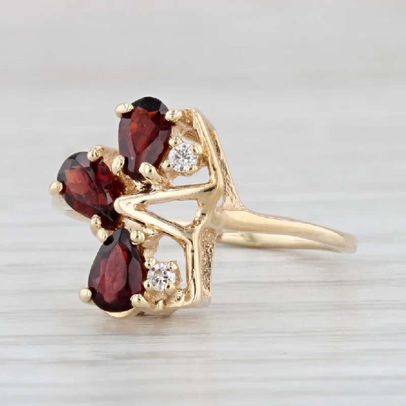 women’s white diamond engagement rings-0.60ctw Garnet Diamond Ring 14k Yellow Gold Size 6.5