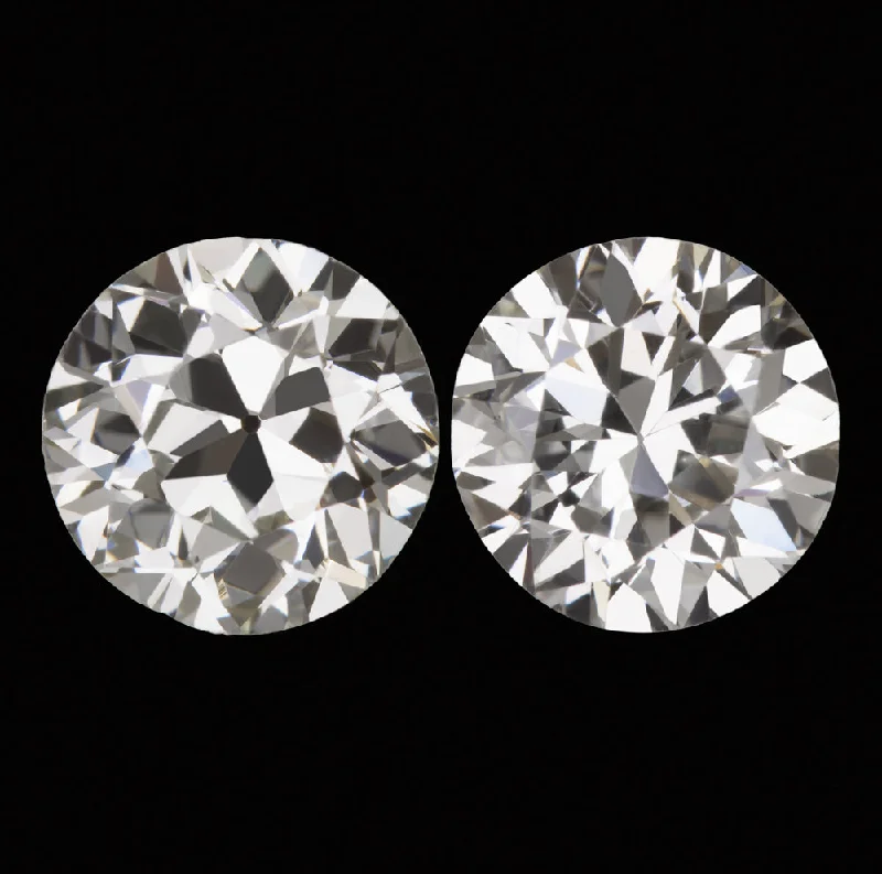 women’s drop earrings-1.15ct OLD EUROPEAN CUT DIAMOND STUD EARRINGS I-J VS1-VS2 VINTAGE PAIR NATURAL