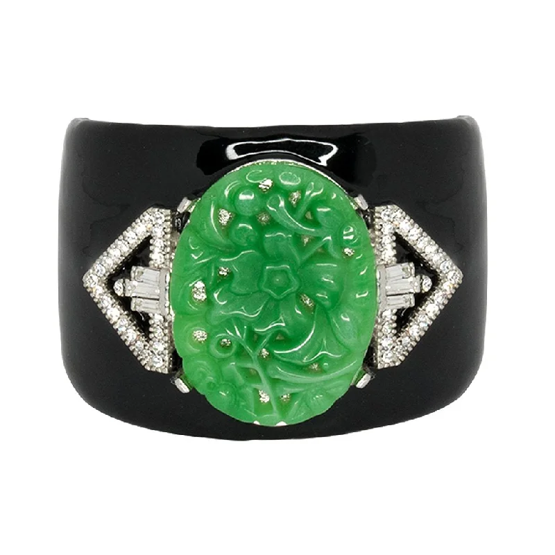 women’s gold bangles-Jade Deco Cuff