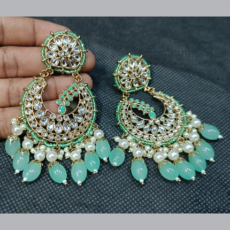 women’s elegant earrings-Rani Sati Jewels Gold Plated Kundan Stone And Pearl Dangler Earrings