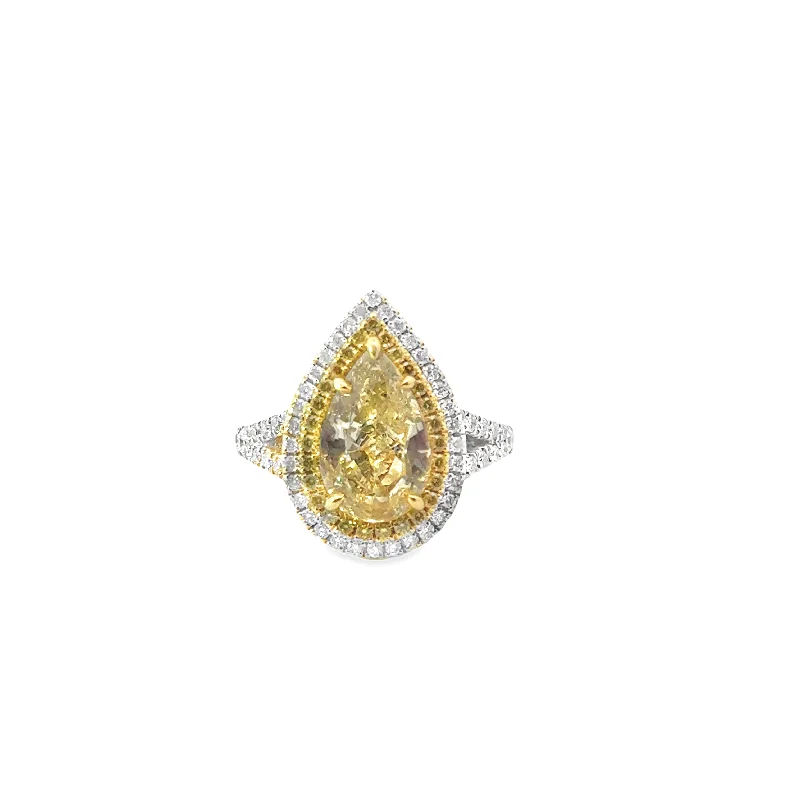 women’s floral engagement rings-Gregg Ruth Yellow Pear Diamond Ring