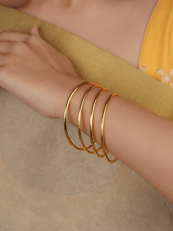 women’s simple bangles-Gold Plated Temple Bangles - TMPBAN78