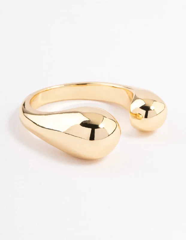 women’s adjustable gemstone rings-Gold Plated Open Sphere Ring