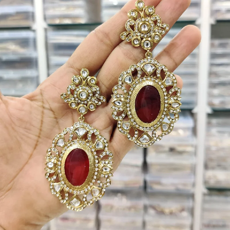 women’s rose gold earrings-Manisha Jewellery Gold Plated Kundan Stone Dangler Earrings