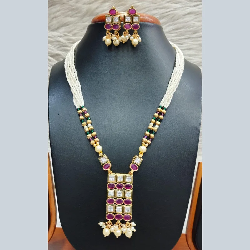 women’s trendy necklaces-Jain Jewellers Gold Plated Polki Kundan Necklace Set