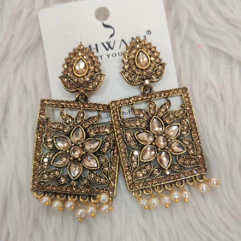 women’s bridal earrings-Dhwani Gold Plated Austrian Stone Dangler Earrings