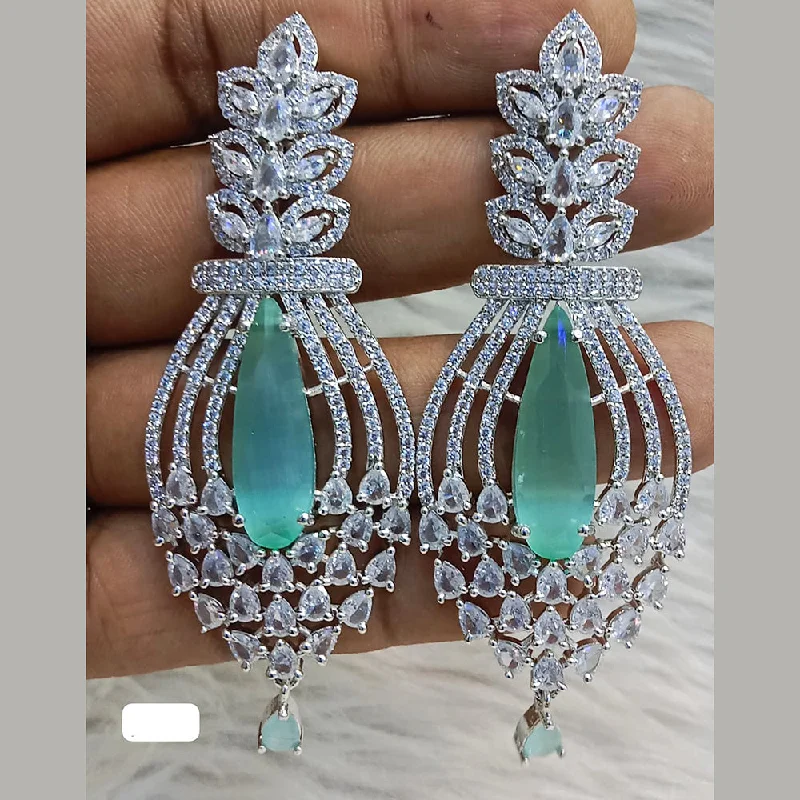 women’s custom earrings-Jain Jewellers Silver Plated AD Dangler Earrings