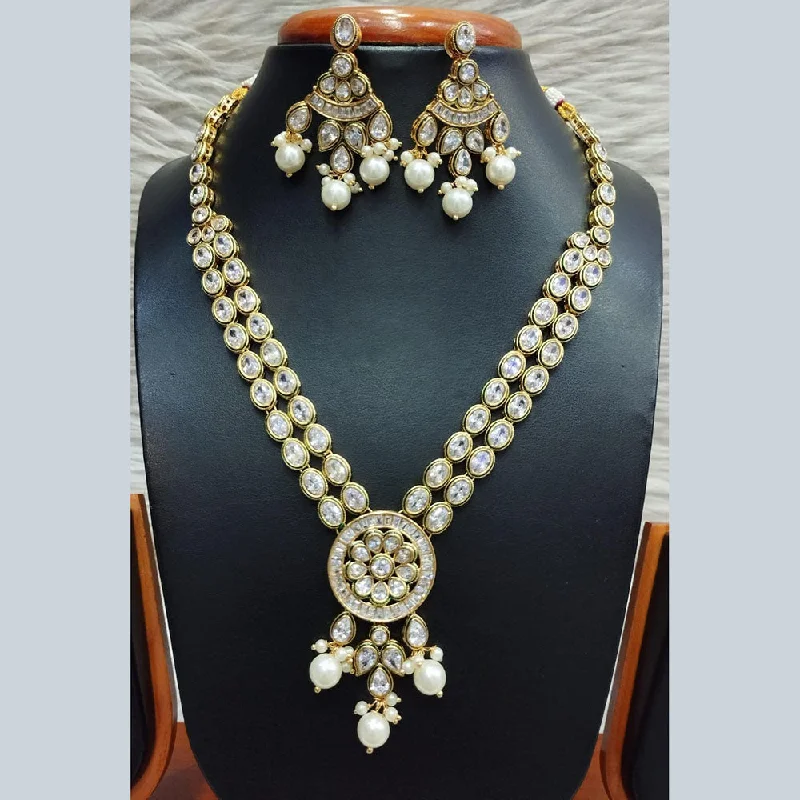 women’s multi-strand necklaces-Jain Jewellers Gold Plated Polki Kundan Necklace Set