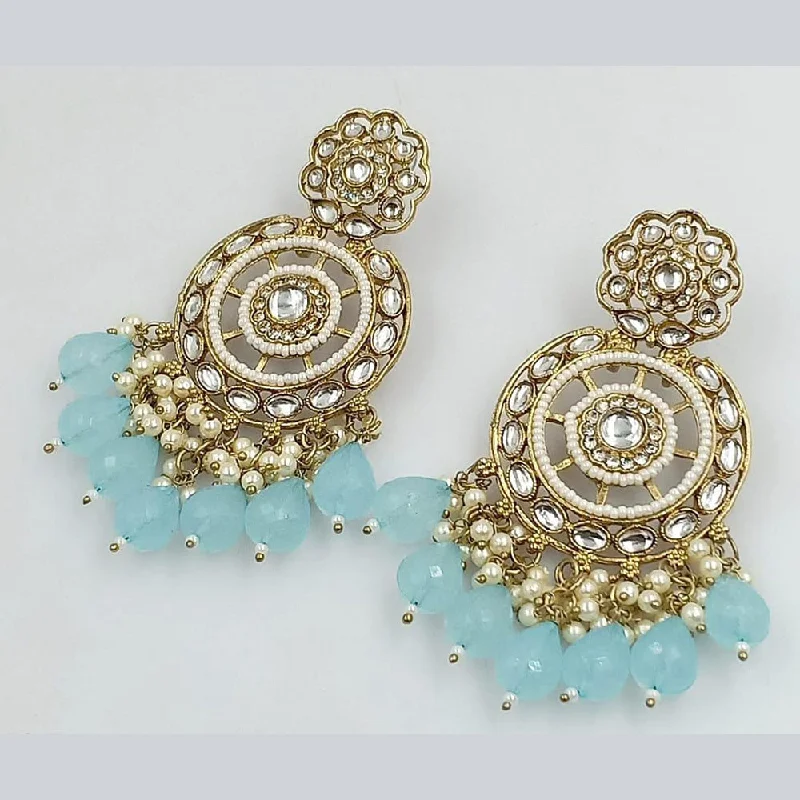 women’s glamorous earrings-Manisha Jewellery Gold Plated Kundan Pearl And Beads Dangler Earrings