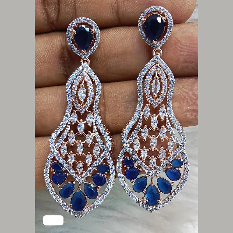 women’s opal earrings-Jain Jewellers Rose Gold Plated AD Dangler Earrings