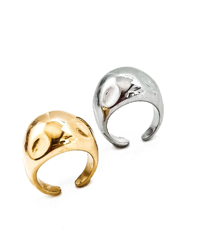 women’s men’s gold rings-Remington Bold Statement Ring Gold and Silver