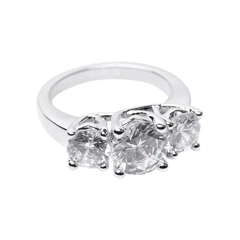 women’s princess-cut rings-Triple Classic Round Ring