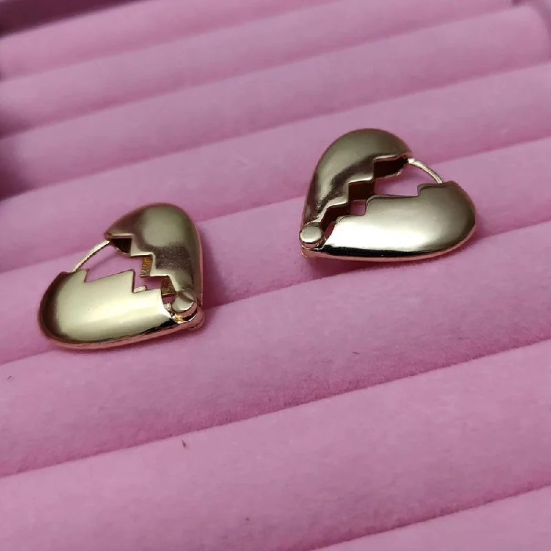 women’s fine jewelry earrings-Shagna Gold Plated Heart Broken Shape Stud Earrings