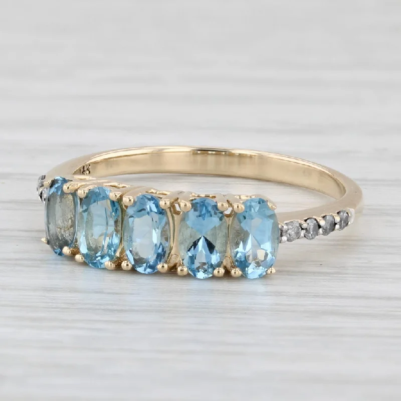 women’s engagement rings with baguette diamonds-1.04ctw Aquamarine Diamond Ring 14k Yellow Gold Size 7