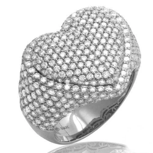 women’s trendy rings-3.00CTW DIAMOND BUBBLE HEART RING