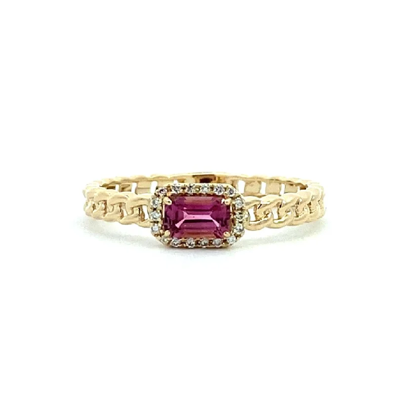 women’s yellow gold engagement rings-14K Yellow Gold Pink Tourmaline And Diamond Ring