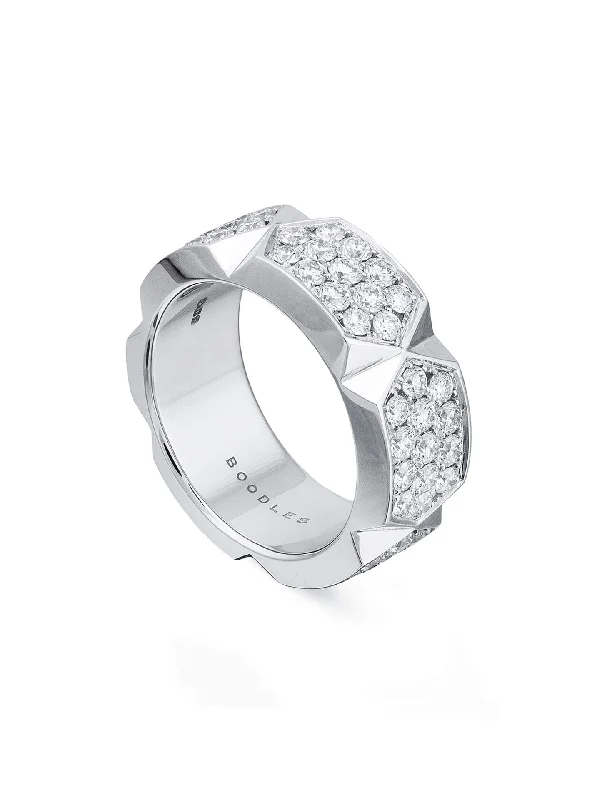 women’s elegant engagement rings-Jazz White Gold Pavé Diamond Ring