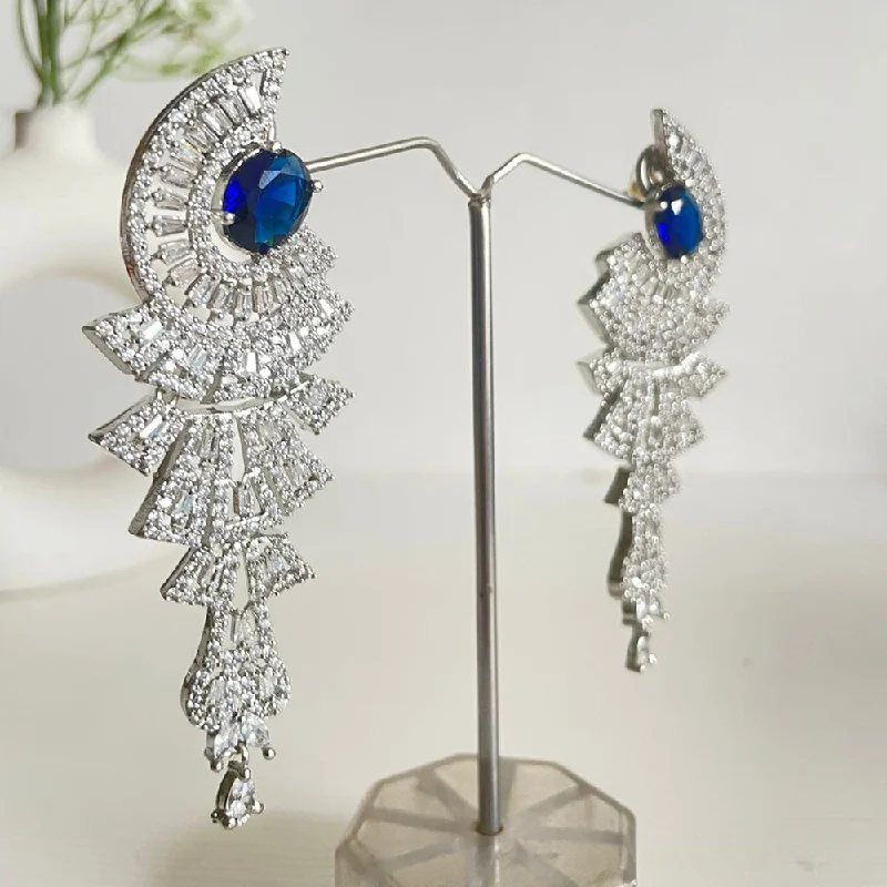 women’s luxurious earrings-Shagna Silver Plated AD Stone Dangler Earrings