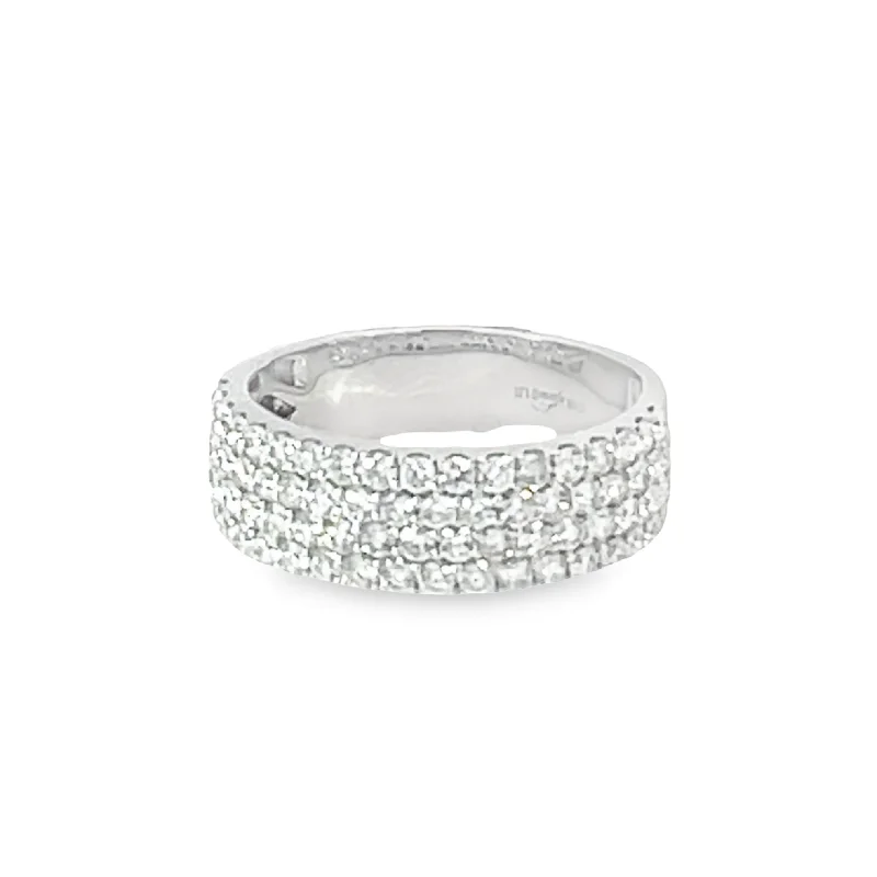 women’s heirloom engagement rings-Three-Row Pave Diamond Ring