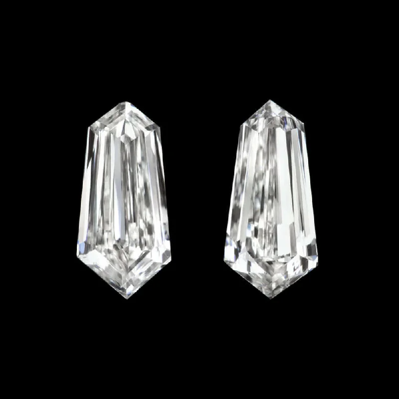 women’s geometric earrings-0.56ct G VS BULLET SHAPE DIAMOND PAIR CUSTOM CUT BAGUETTE KITE ACCENTS EARRINGS