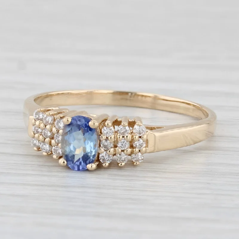 women’s modern engagement rings-0.68ctw Oval Tanzanite Diamond Ring 14k Yellow Gold Size 11