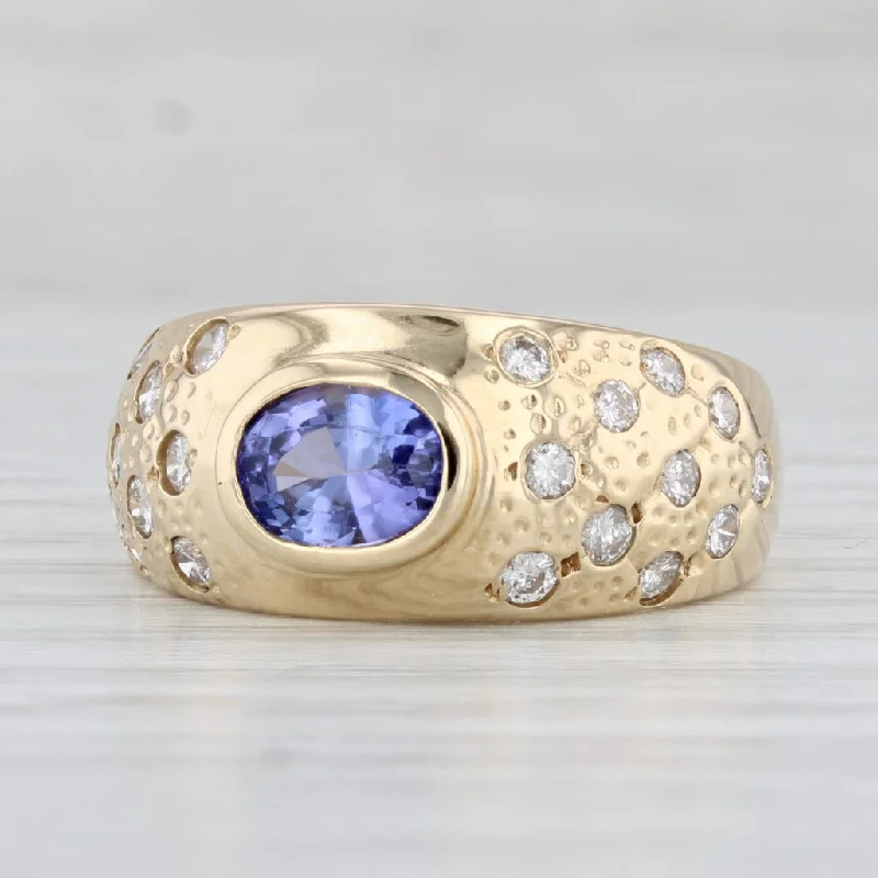 women’s luxurious engagement rings with diamonds-1.35ctw Oval Tanzanite Diamond Ring 14k Yellow Gold Size 8