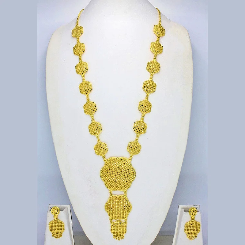 women’s emerald necklaces-Kavyanjali Jewels Gold Plated  Long Necklace Set