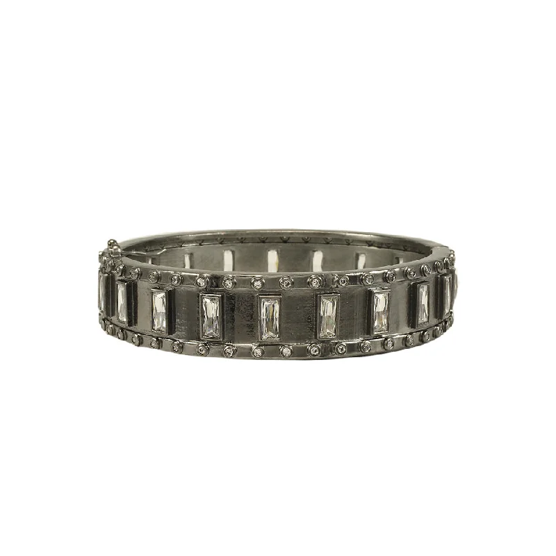 women’s leather bracelets-Silver Baguette