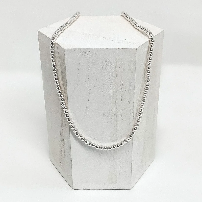 women’s classic bracelets-Beaded Bliss 4mm Necklace in Silver