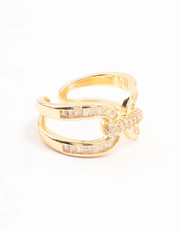 women’s chunky rings-Gold Plated Bag Link Ring