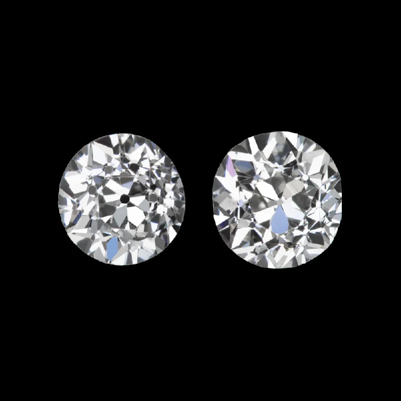 women’s hoop dangle earrings-0.62ct VINTAGE OLD EUROPEAN CUT DIAMOND F-G SI1 STUD EARRINGS NATURAL 1/2 CARAT