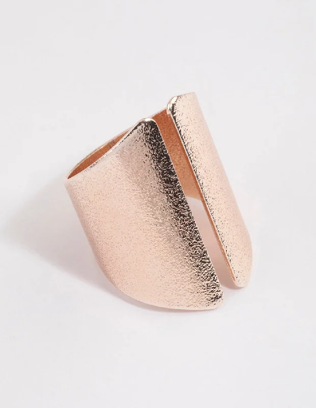 women’s simple rings-Rose Gold Open Shield Ring