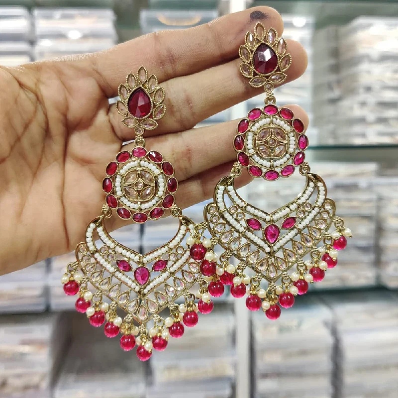 women’s romantic earrings-Manisha Jewellery Gold Plated Crystal Stone And Pearls Dangler Earrings