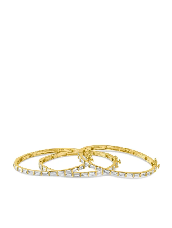 women’s lucky bracelets-Baguette CZ Bangle Set