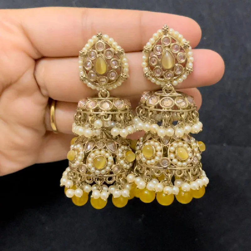 women’s butterfly earrings-ShringarStreet Gold Plated Crystal Stone And Pearl Jhumki Earrings