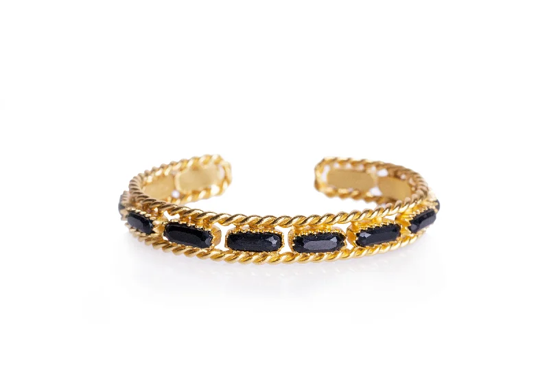 women’s handmade bangles-Cable Bangle - Black Onyx