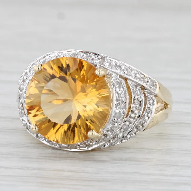 women’s affordable diamond engagement rings-6.16ctw Orange Citrine Diamond Ring 10k Yellow Gold Size 7 Cocktail