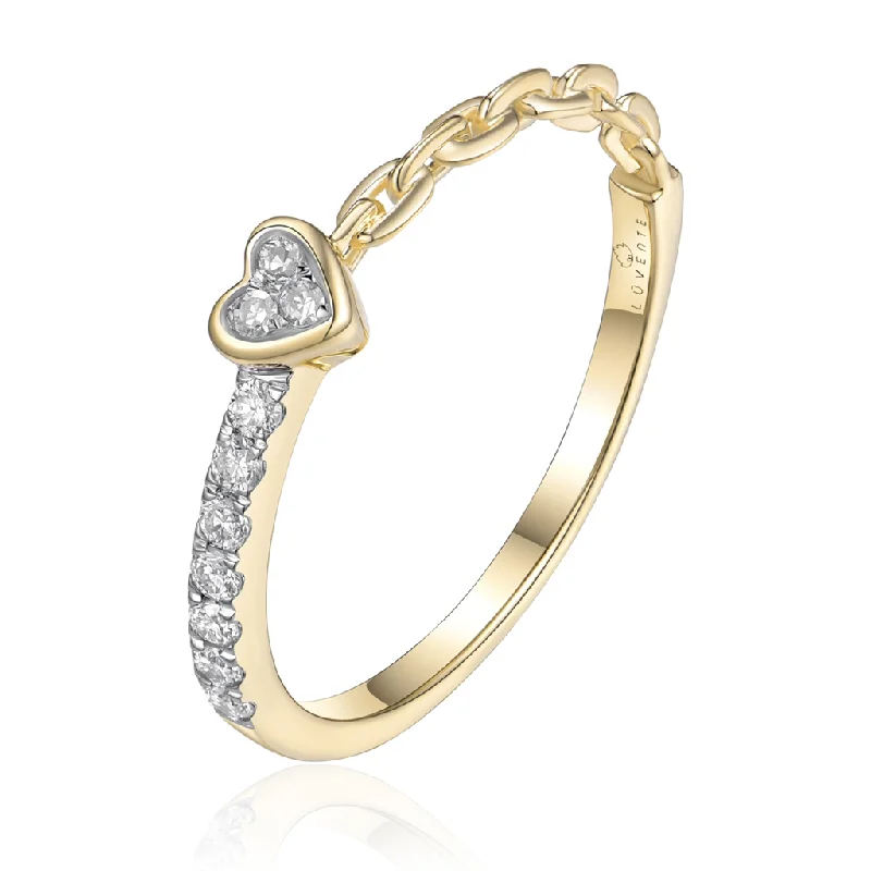 women’s oval engagement rings-14K Yellow Gold Heart Stackable Diamond Ring