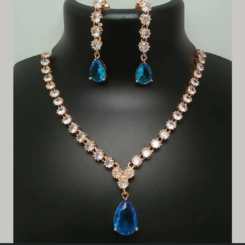 women’s birthstone necklaces-Manisha Jewellery Rose Gold Plated Crystal Stone Necklace Set